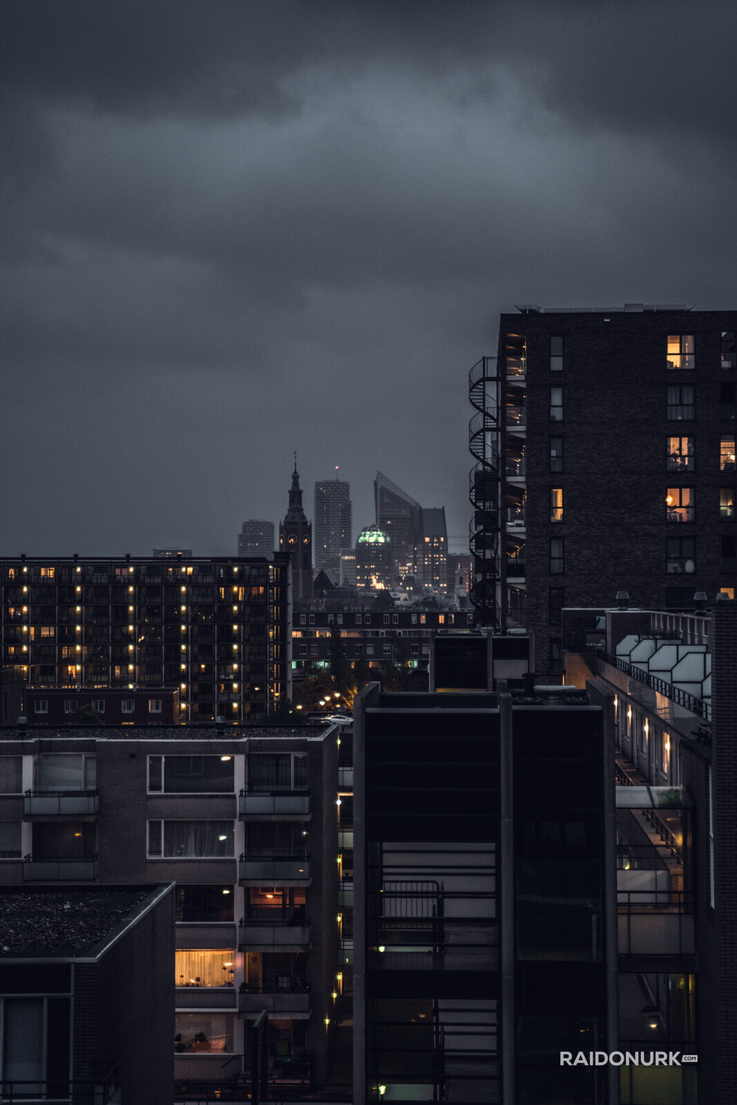 Holland, Den Haag, city, architecture, night, autumn