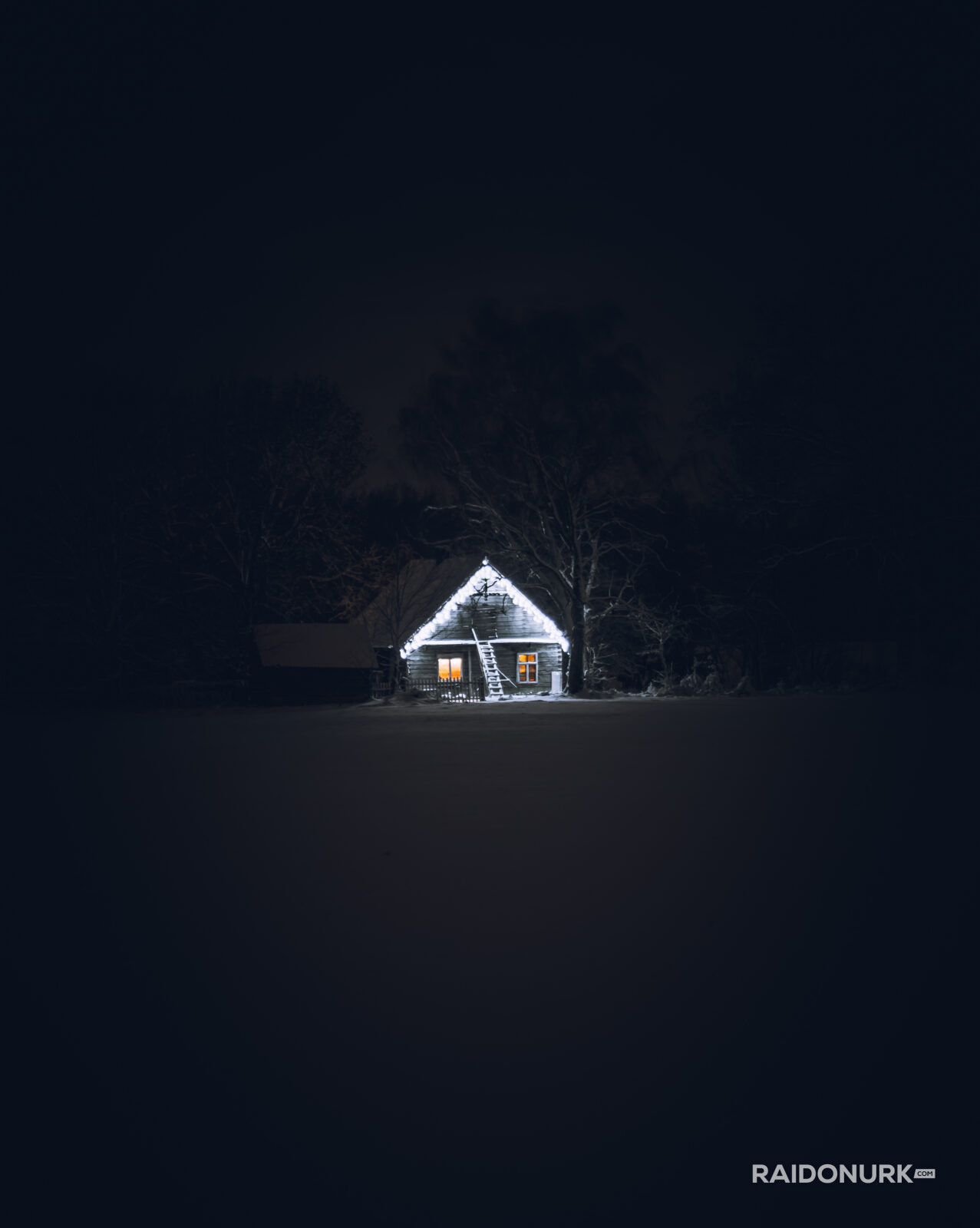 Cabin, eesti, talv, lõuna-eest, winter, night, öö, maja metsas