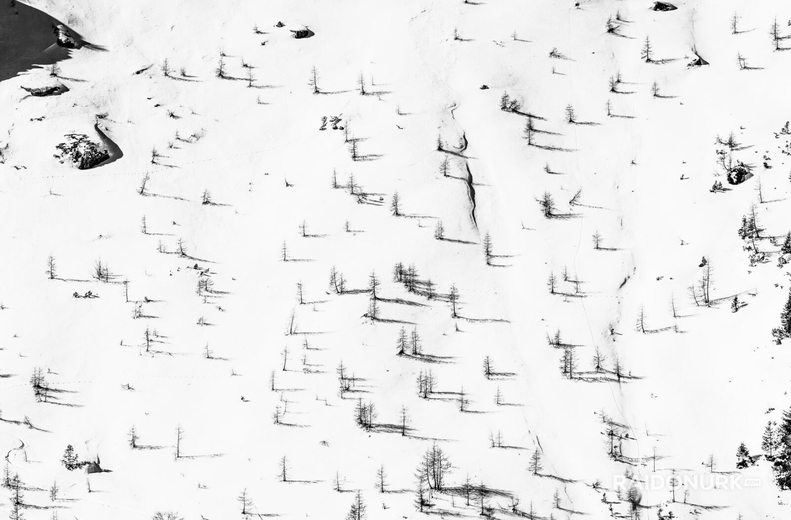 ski racing photography, Dolomites winter, alpine skiing art, black and white snow photography, Raido Nurk, ski gates photo series, winter minimalism, fine art ski photo, shadow play in snow